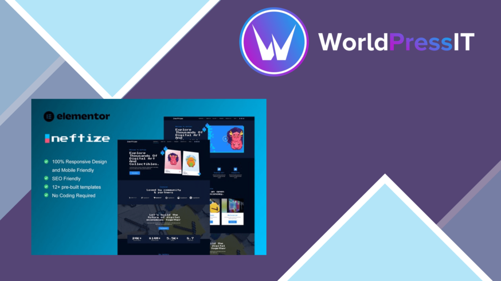Neftize - NFT Portfolio &amp; Digital Items Elementor Template Kit