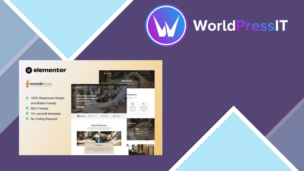 Woodsman - Carpenter &amp; Craftsman Elementor Template Kit