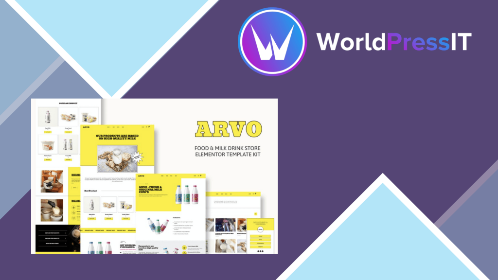 Arvo - Food &amp; Milk Drink Store Elementor Template Kit