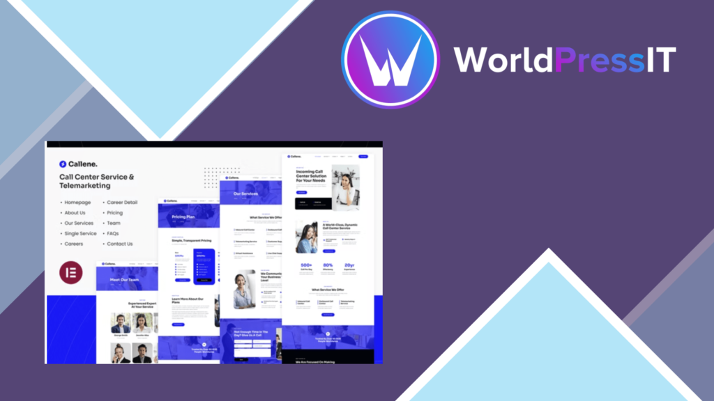 Callene - Call Center Service &amp; Telemarketing Elementor Template Kit