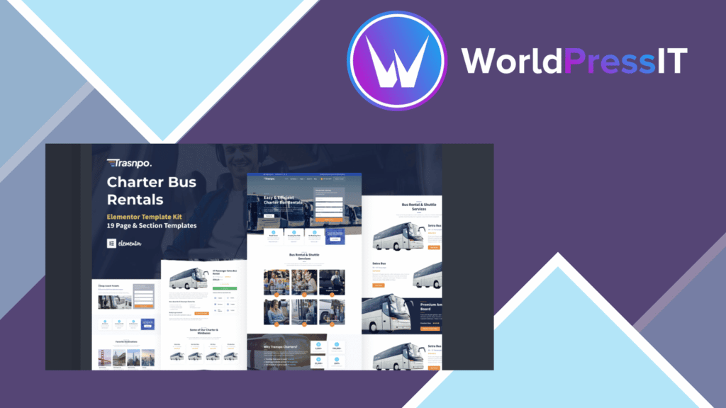Transpo - Charter Bus Rental Company WordPress Elementor Template Kit