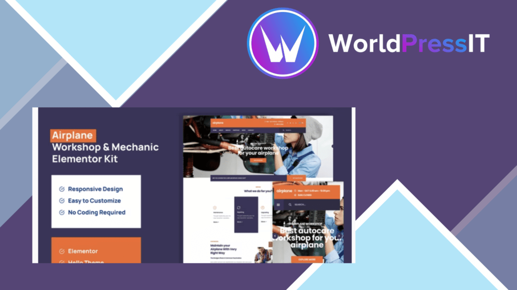 Airplane - Mechanic Workshop Elementor Template Kit