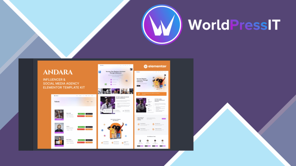 Andara - Influencer and Social Media Agency Template Elementor