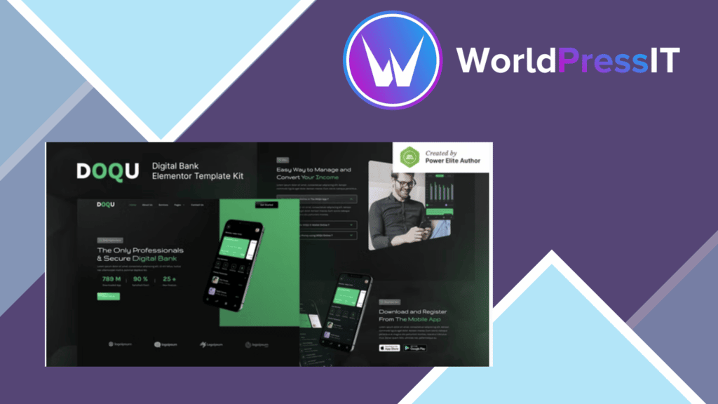 DOQU – Dark Digital Bank and E-Wallet Elementor Template Kit
