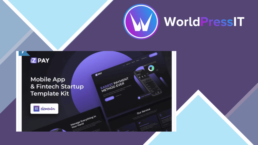 iZPAY – Mobile App and Fintech Startup Elementor Template Kit