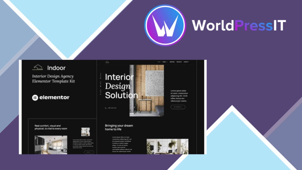Indoor - Dark Interior Design &amp; Architecture Agency Elementor Template Kit
