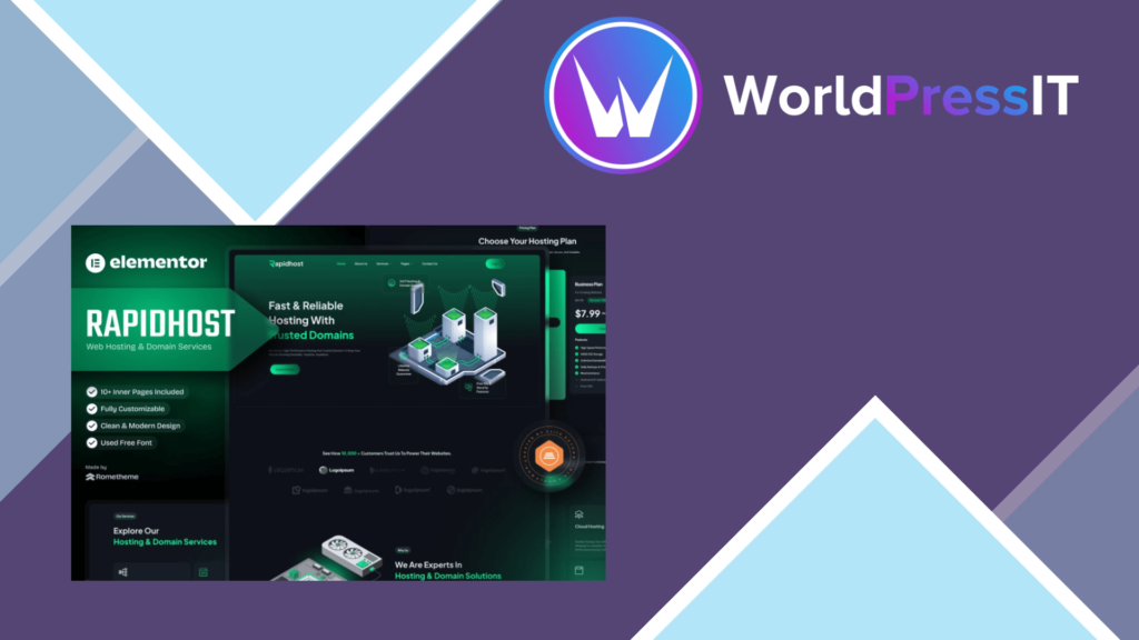 Rapidhost – Web Hosting and Domain Services Elementor Template Kit