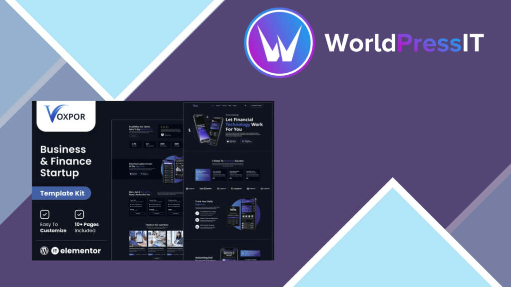 Voxpor – Business and Finance Startup Elementor Template kit