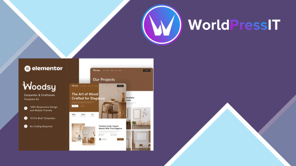 Woodsy – Carpenter and Craftsman Elementor Template Kit