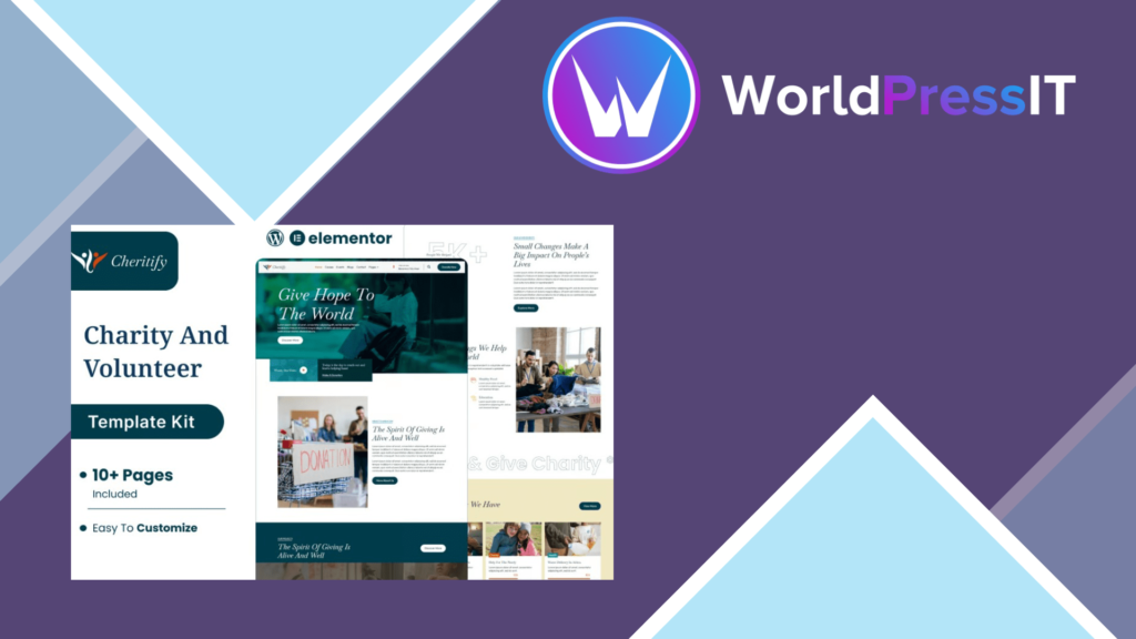 Charitify – Nonprofit Charity and Donation Elementor Template Kit