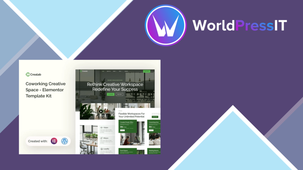 Crealab – Coworking Creative Space Elementor Template Kit