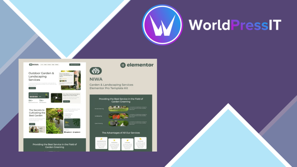 Niwa – Garden and Landscaping Services Elementor Pro Template Kit
