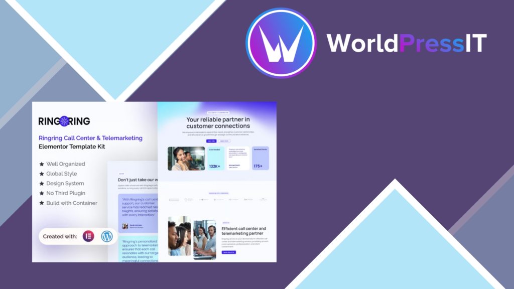 Ringring – Call Center and Telemarketing Elementor Pro Template Kit