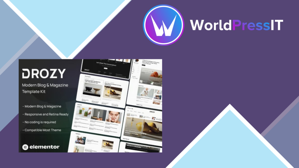 Drozy – Modern Blog and Magazine Elementor Pro Template Kit
