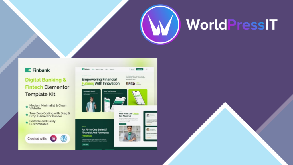 Finbank – Digital Banking and Fintech Elementor Template Kit