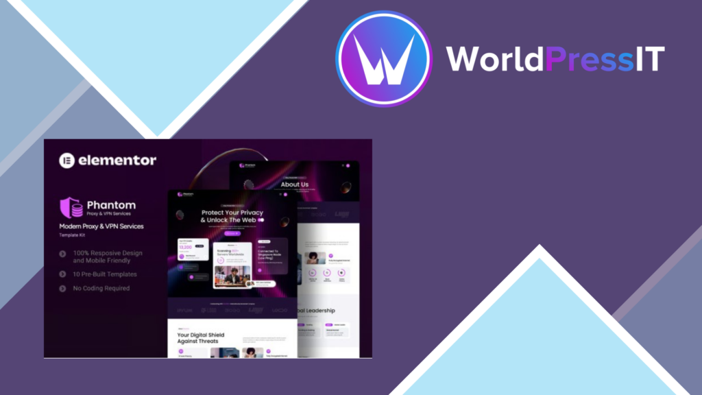 Phantom – Modern Proxy and VPN Services Elementor Template Kit