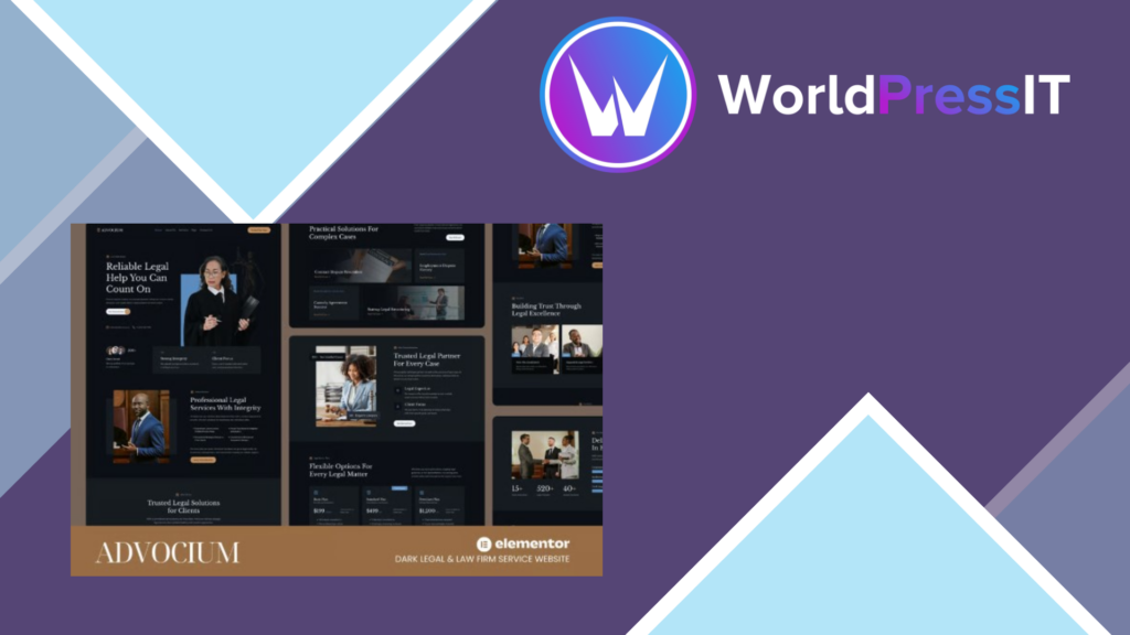 Advocium – Dark Legal and Law Firm Service Website Elementor Template Kits