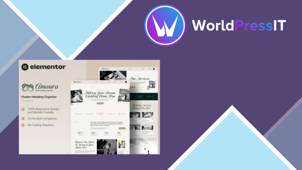 Amoura – Modern Wedding Organizer Elementor Template Kit