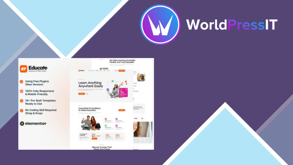 Educate – eLearning and Course Elementor Template Kit