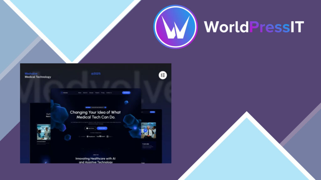 Medvolve – Dark Medical Assistive Technology Website Elementor Template Kits