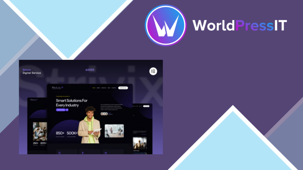 Strivix – Dark Tech and Digital Service Website Elementor Template Kits