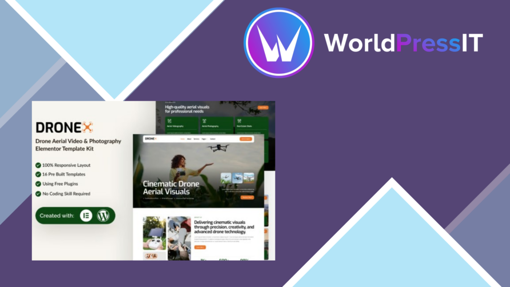 Dronex – Drone Aerial Video and Photography Elementor Template Kit